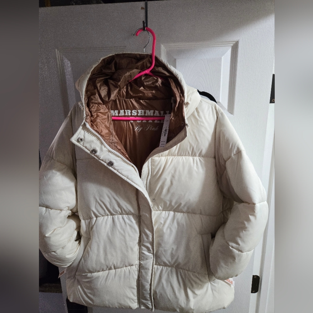 PINK Victoria's Secret Cream Marshmallow Puffer Jacket New
